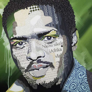 Collage portrait of Steve Biko (2014) by Eleanor Turvey
