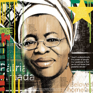 Collage portrait of Graca Machel by Eleanor Turvey