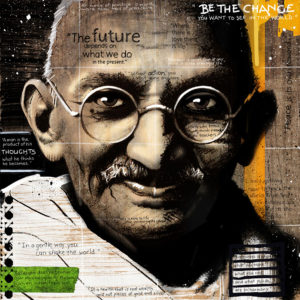 Collage Portrait of Mahatma Gandhi by Eleanor Turvey